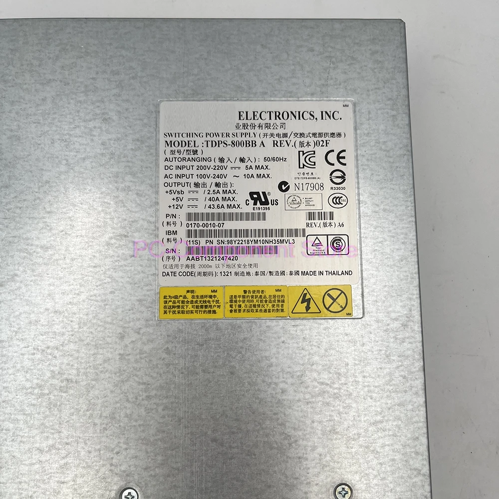 Для IBM V3500 V3700 V5000 Блок питания 98Y2218 00WK807 TDPS-800BB A