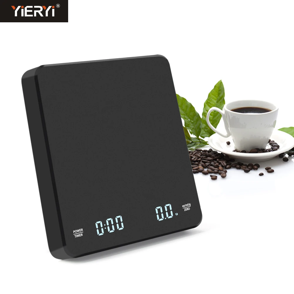 

3kg/0.1g LED Hidden Screen Digital Timer Drip Coffee Scale High Precision Electronic Balance Household Kitchen Scales USB Charge