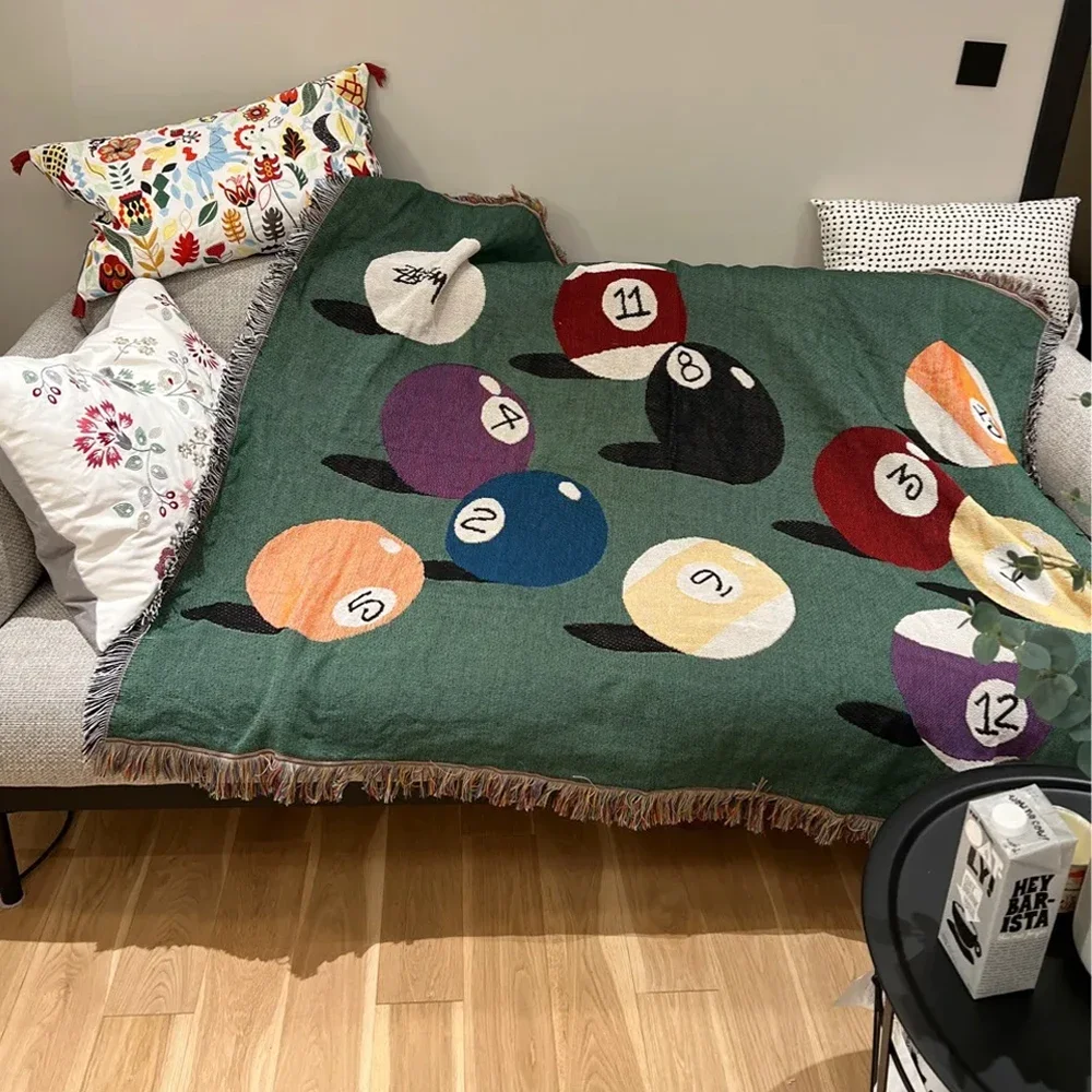 Вязаное одеяло для бильярда плед на диван покрывало повседневное украшение