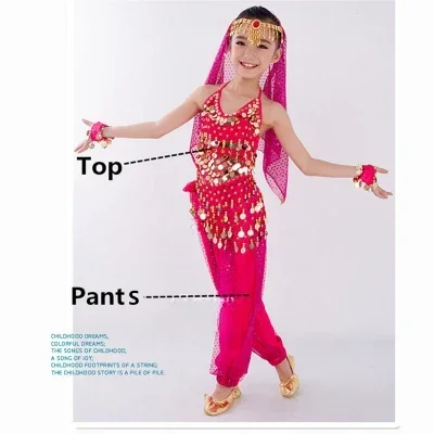 Детский комплект одежды для танца живота девочек одежда индийских Танцев Живота