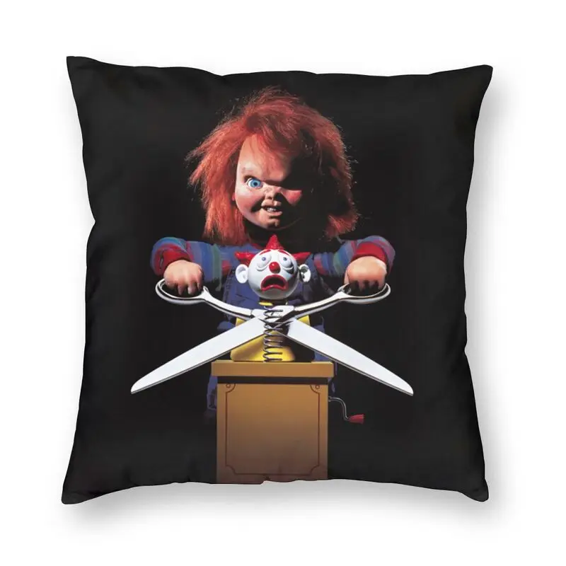 

Horror Killer Chucky Cushion Covers Sofa Living Room Child's Play Movie Square Pillow Cover 45x45