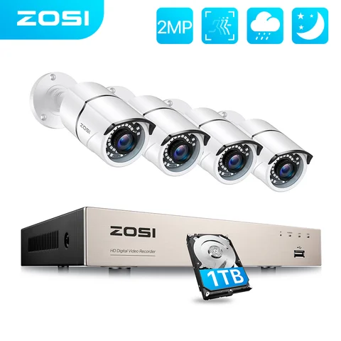 Система видеонаблюдения ZOSI, 8 каналов, 1080P, 2 МП