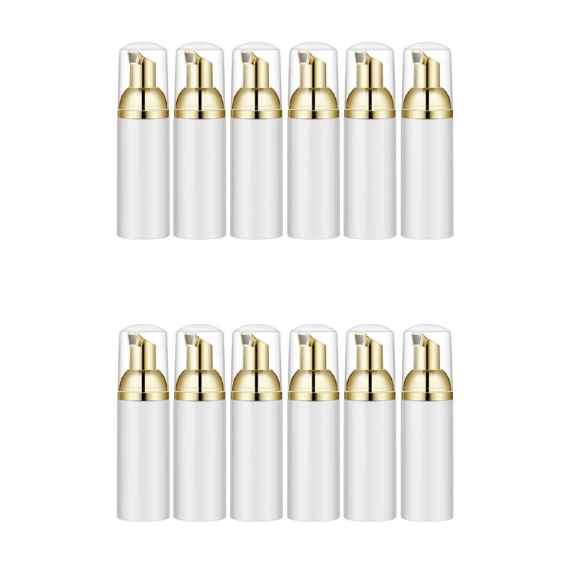 

50ML/1.7Oz Foam Bottle With Gold Pump, 12Pcs, Empty Travel Foaming Dispensers For Soap, Shampoo, Gold+White