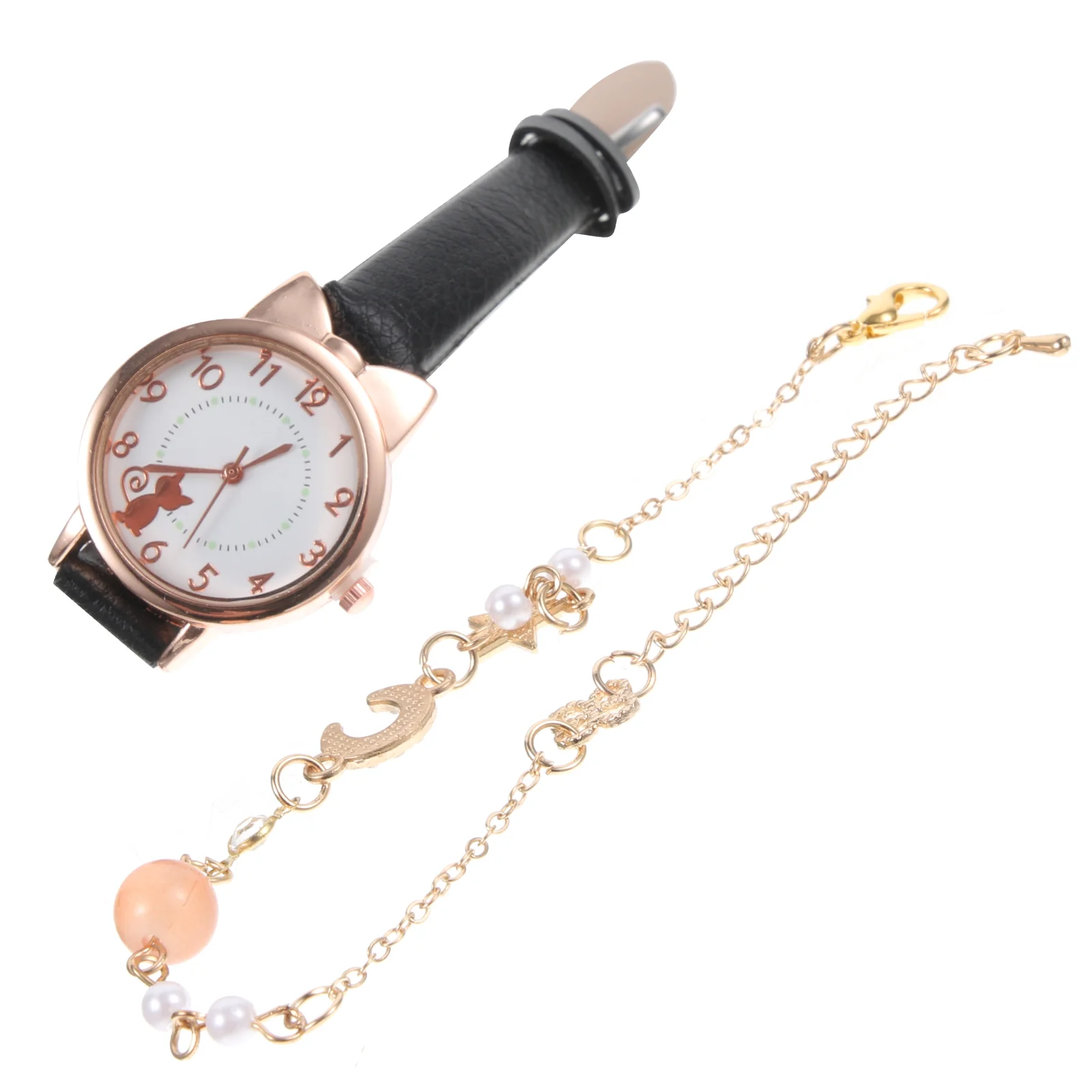 Часы с милым котом кварцевые часы для мужчин браслет луной женские наручные из