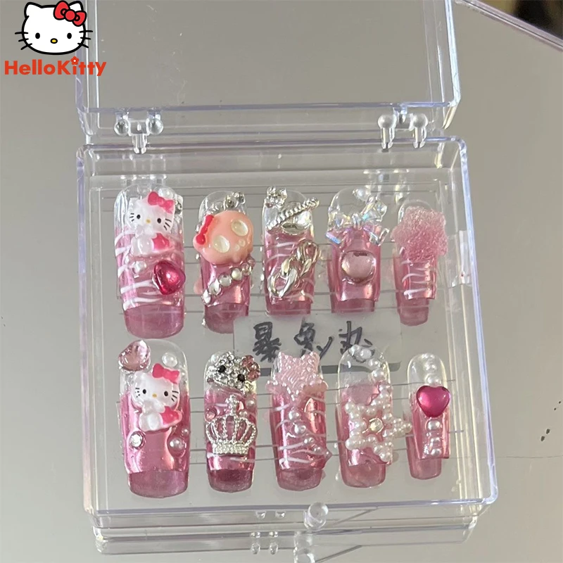 

Hello Kittys Y2K дизайн ногтей Sanrios аниме Kawaii блестящие сексуальные малыши Модные Простые Беременные женщины Доступные ногти детские подарки