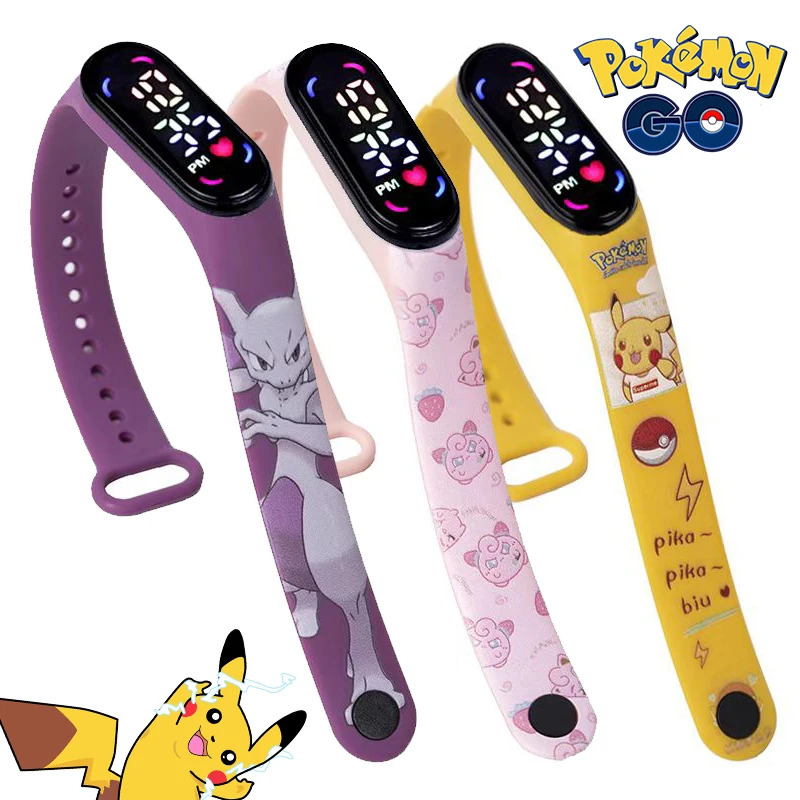 Pokemon Pikachu Fashion Colorful Electronic Watch Waterproof Intelligent Touch Screen Watch Exquisite Children's Holiday Gifts
