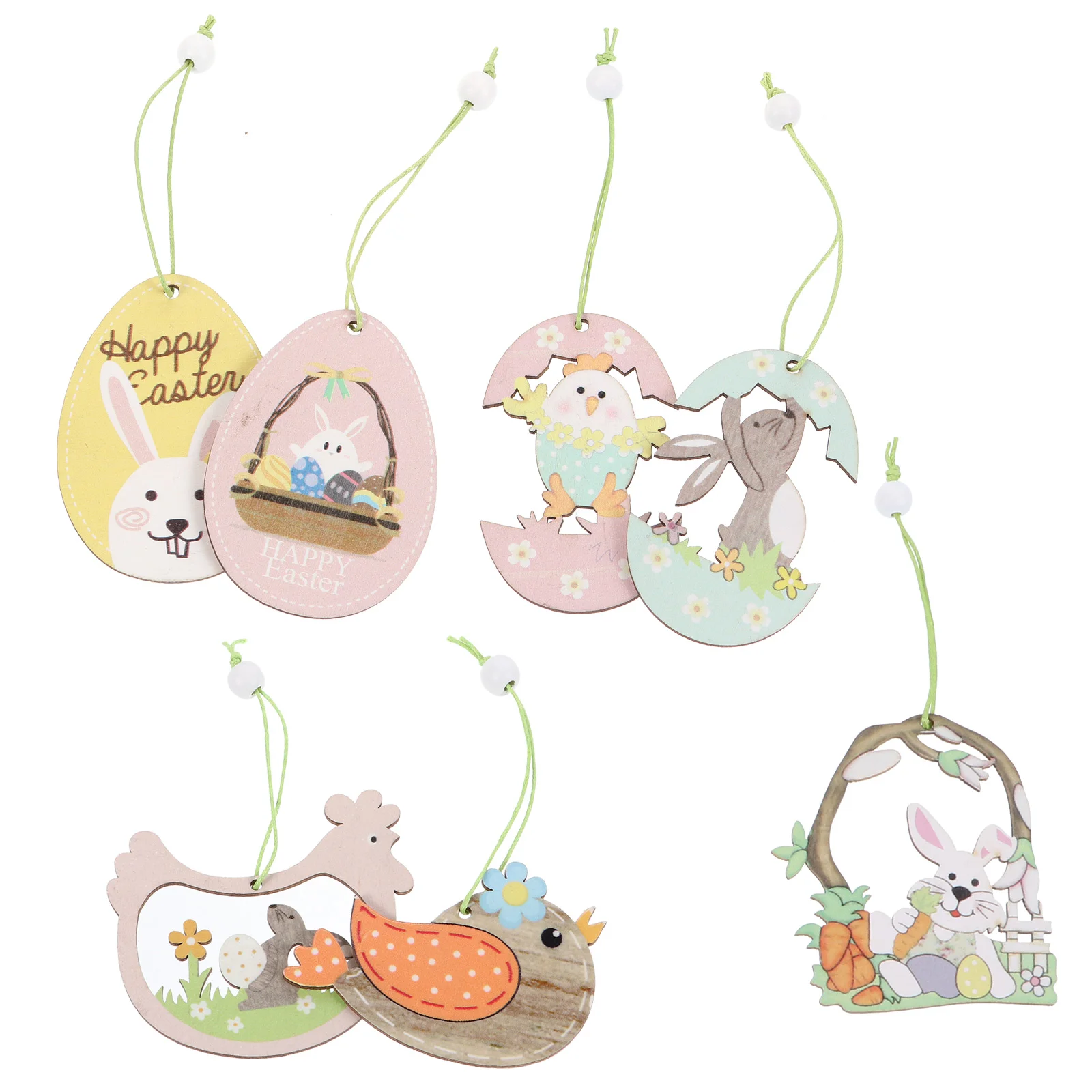 

Easter Wooden Ornaments Decorations Bunny Hanging Chicken Tree Rabbit Pendant Party Ornament Crafts