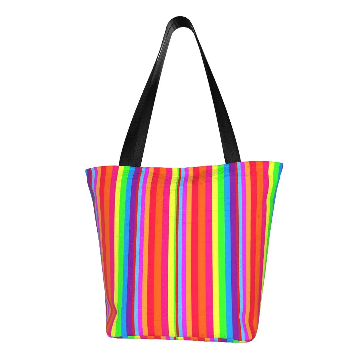 

Сумка-шоппер в радужную полоску, забавные красочные сумки с принтом линий, уличная Женская пляжная сумочка-тоут из полиэстера с графическим дизайном