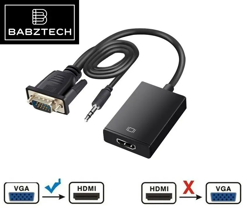 

VGA Male to HDMI Female 1080P Output HDTV Audio Video Cable Converter Adapter