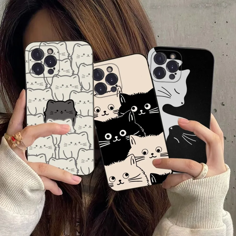 

Cartoon Cat Phone Case Silicone Soft For Iphone 14 13 12 11 Pro Mini XS MAX 8 7 6 Plus X 2020 XR Shell