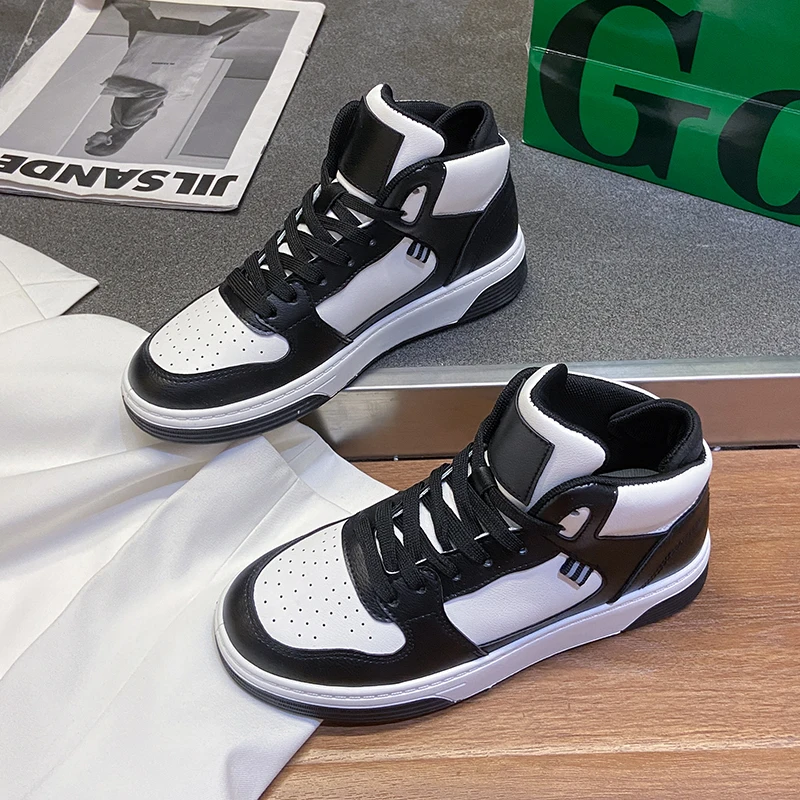 

Women White Sneakers High Top Womens Platform Chunky Vulcanized Shoes Tenis Feminino 2023 Fashion Casual Women Walking Flats