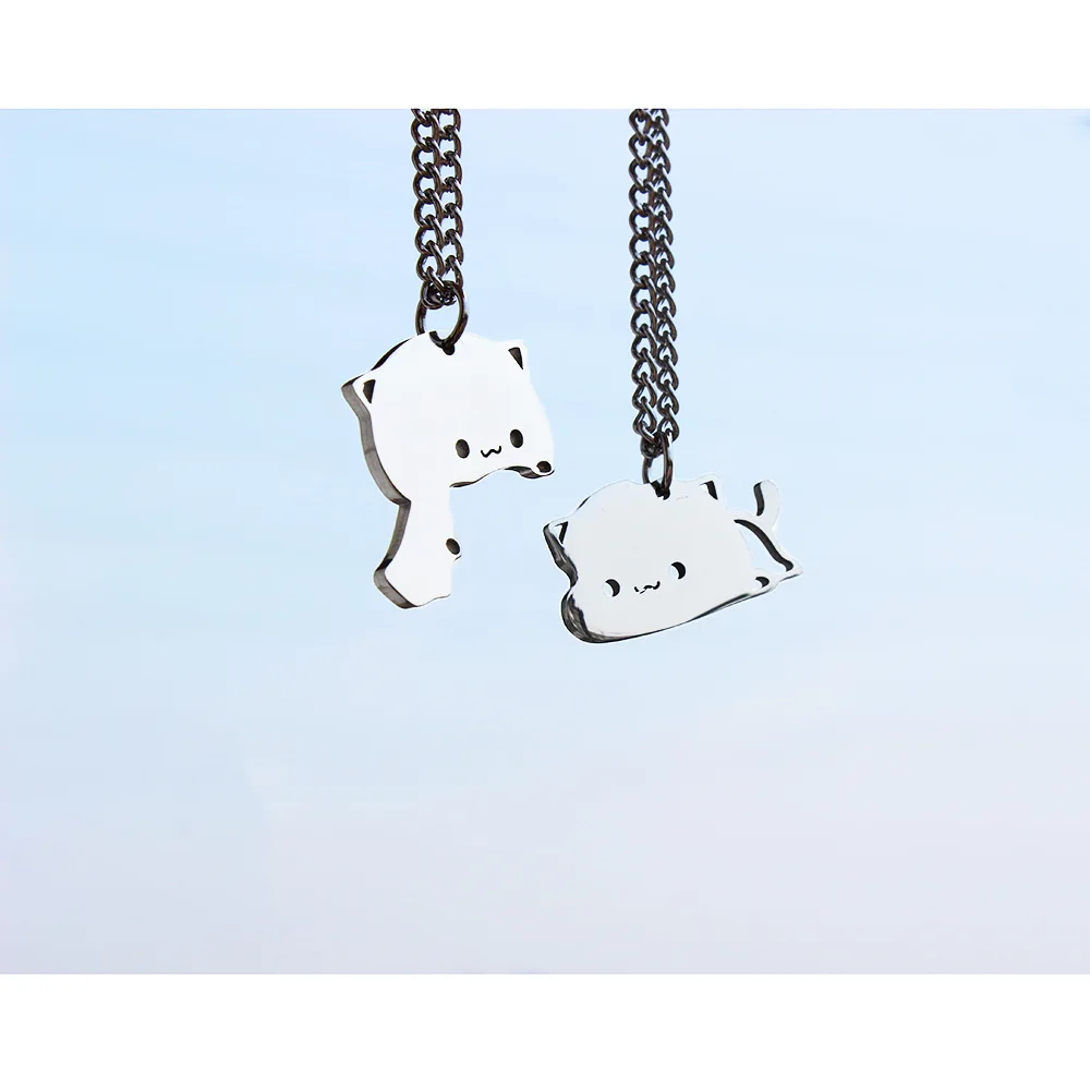 

Anime Mob Psycho 100 Titanium Steel Necklace For Women Men Trend Cute Mob Shigen Dimple Head Pendant Chain Cosplay Couple Gift