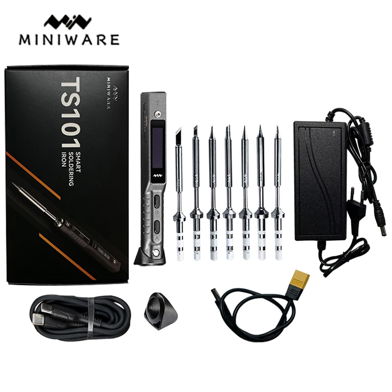 Miniware Original TS101 Soldering Iron 65W Programmable Temperature Adjustable TS100 Soldering Iron Upgrade With Tip 24V 3A Set