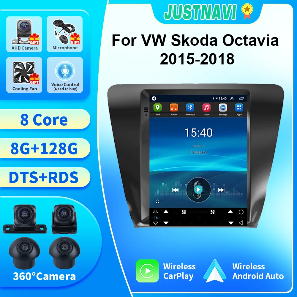 

JUSTNAVI Android10 Car Radio For VW Skoda Octavia 2015-2018 Multimedia Video Player Navigation 2Din Carplay Stereo DVD Head Unit