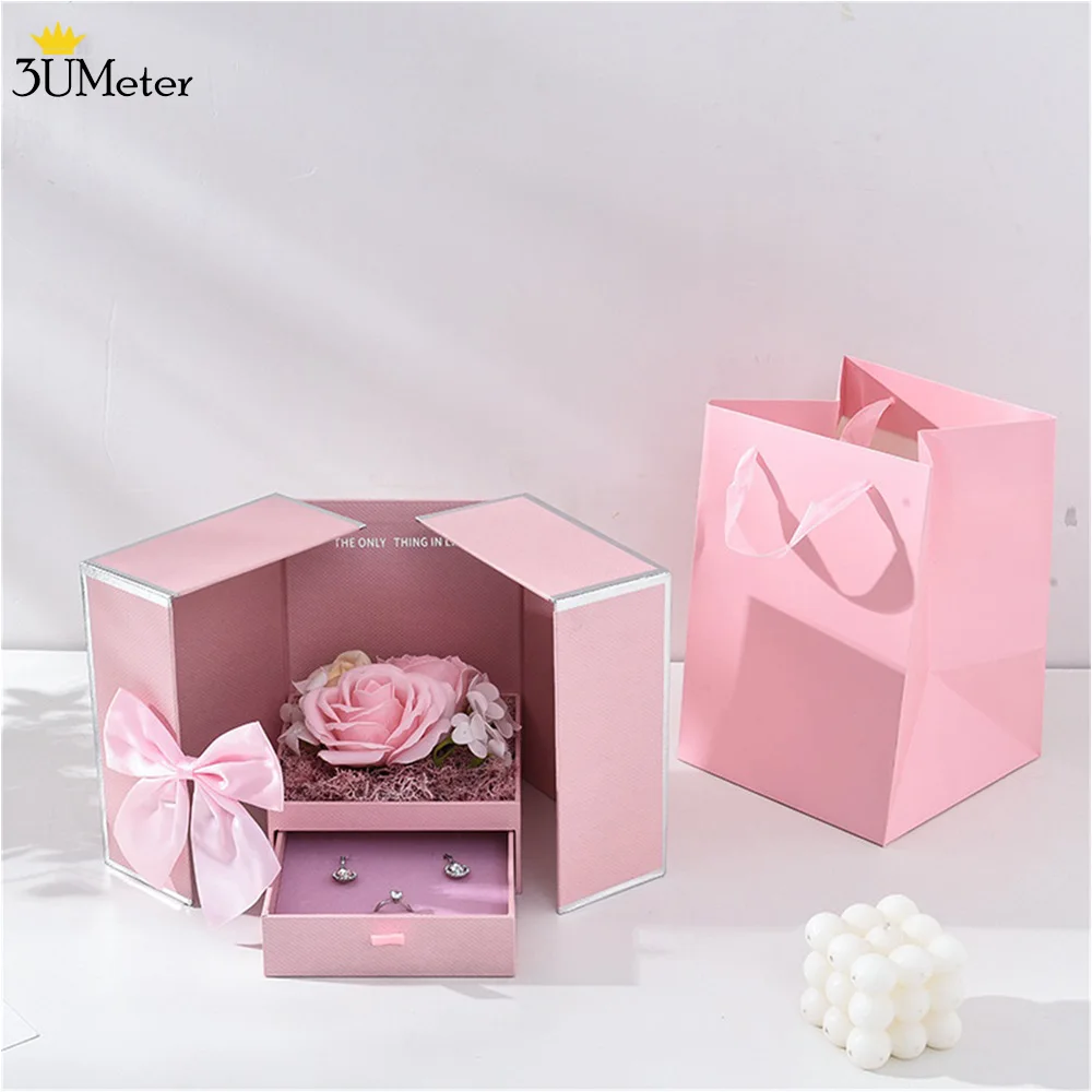 

Eternal Flower Soap Rose Jewelry Box Earring Ring Jewelry Storage Box Romantic Surprise Gift for Wife Girlfriend Valentine's Day
