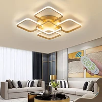 Modern Rectangle Acrylic Aluminum LED Ceiling Chandelier Lamp Geometric Design Gold Living Room Bedroom Studio Interior Lighting