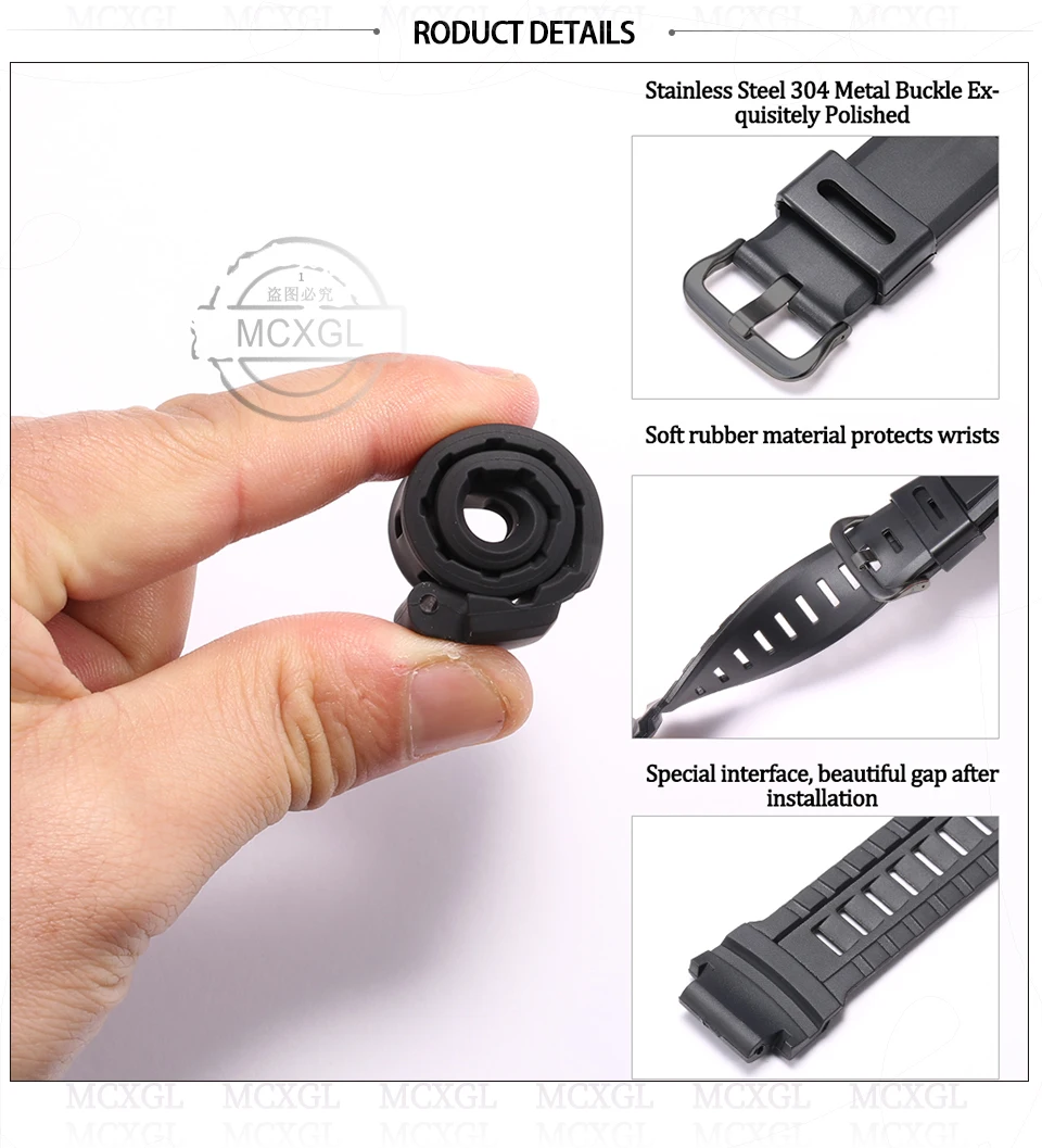 Resin Watch Band Strap Suitable for Casio ProTrek PRG-260 270 550 PRW3500 2500 5100 Mens Rubber Sports Waterproof Buckle