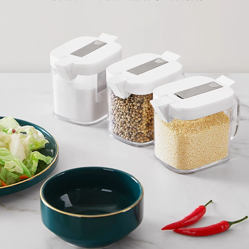 

Cube Cooking Spice Pots Dispenser Drawer Top Seal Condiment Glass Spice Pot Pepper Akcesoria Kuchenne Kitchen Decoraction Items