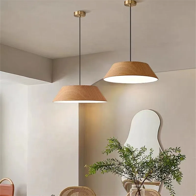 Японские подвесные светильники с деревянным зерном металлические