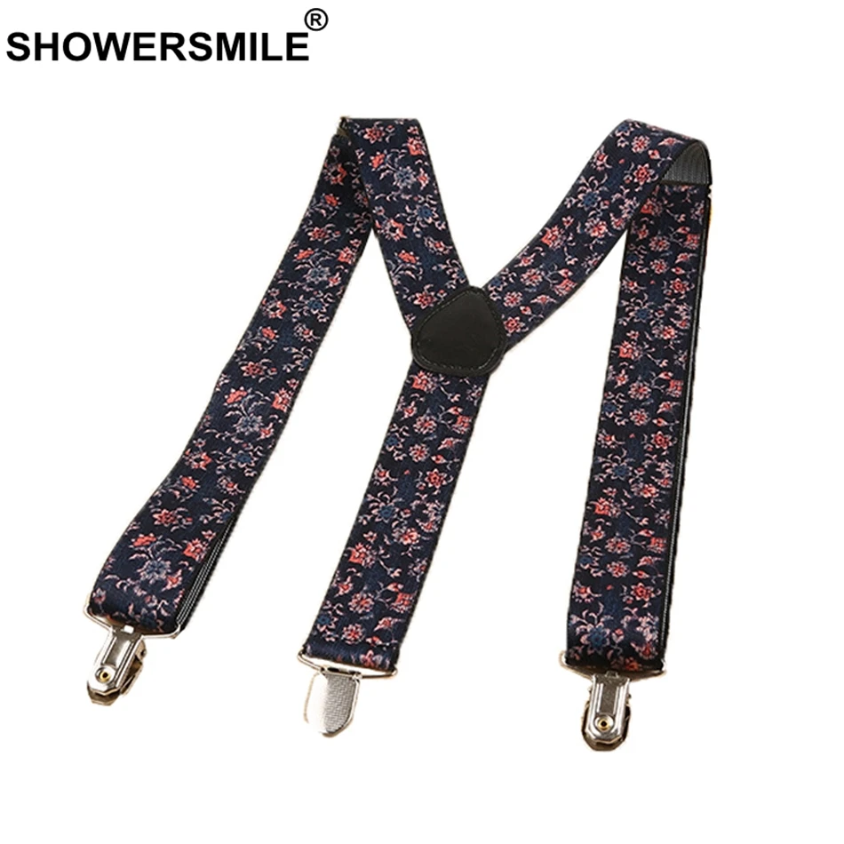 SHOWERSMILE платье на подтяжках с цветами широкие винтажные мужские подтяжки для брюк, мужские подтяжки с принтом в морском стиле и застежкой 100 с...
