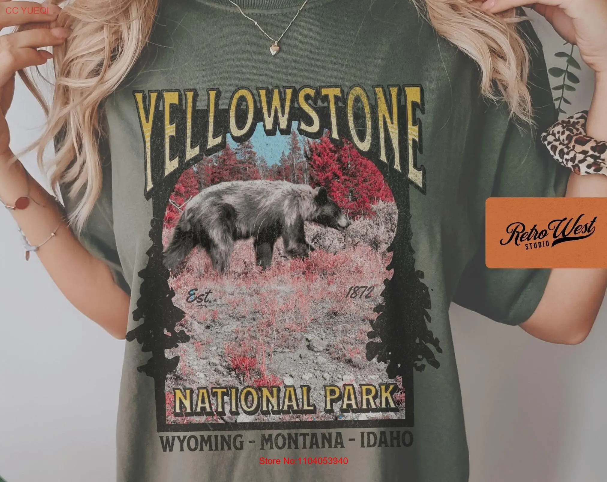Футболка Йеллоустонского национального парка комфортные цвета хиппи винтажный