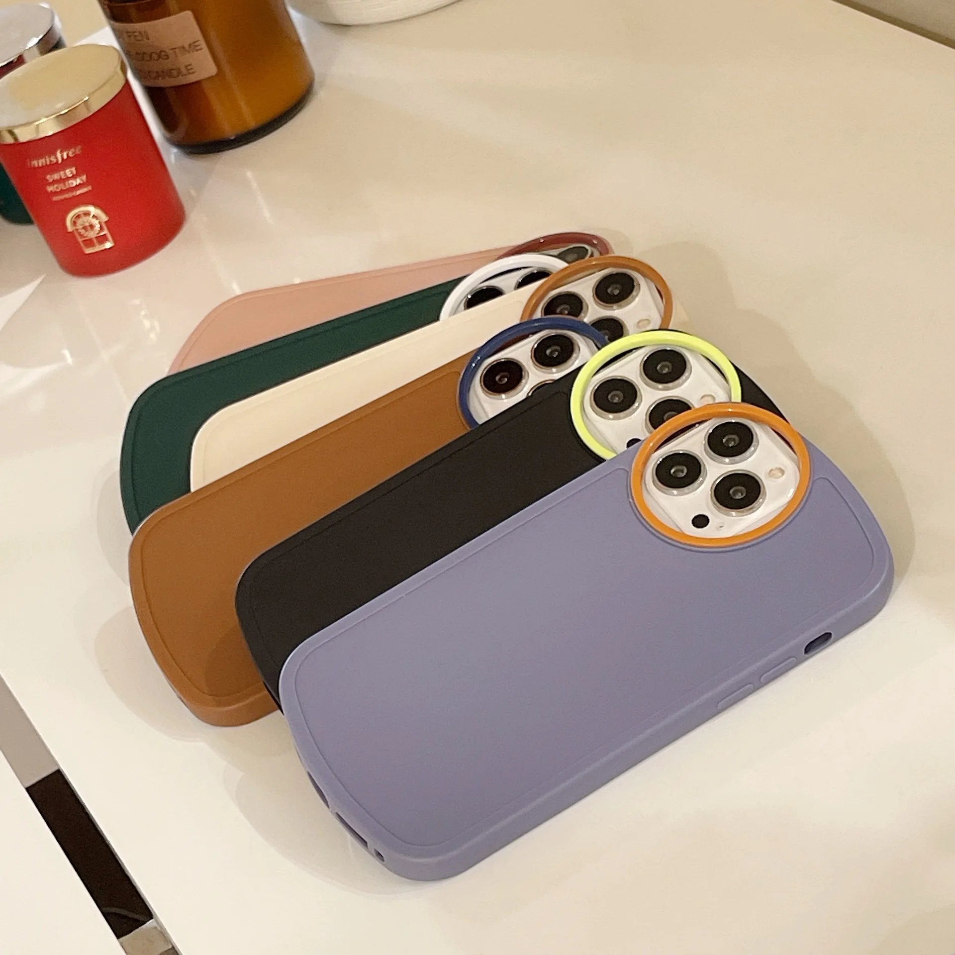 Ins Pure Color Big Camera Hole Large Cases Phone Case For Iphone 14 13 12 11 Pro Max X XR XSMAX TPU Case Cover New Products