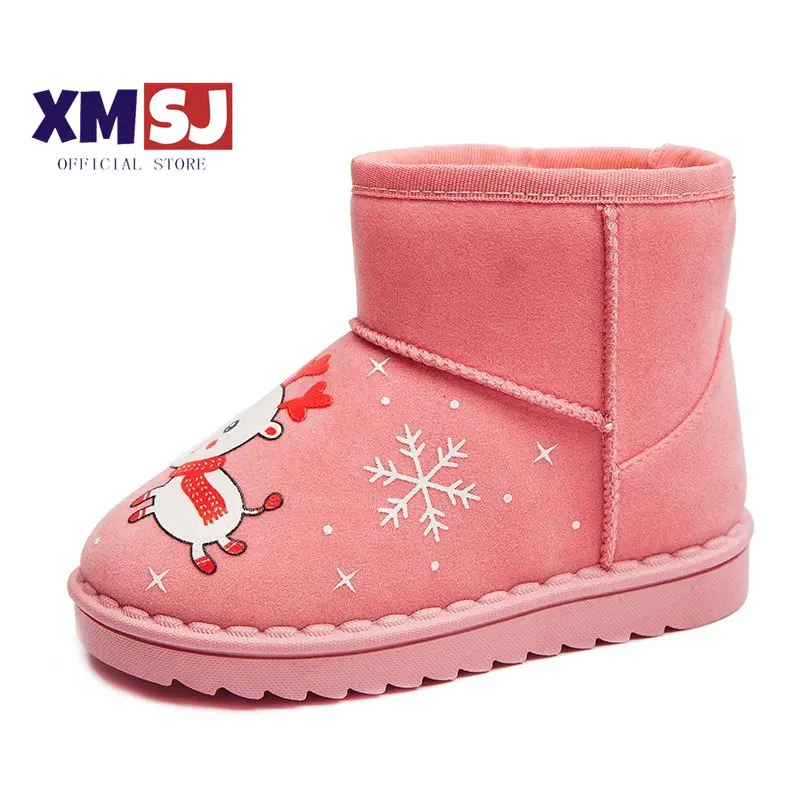 

Детские зимние ботинки, рождественские милые Мультяшные лосины с принтом для маленьких девочек, повседневные зимние Нескользящие ботинки ...