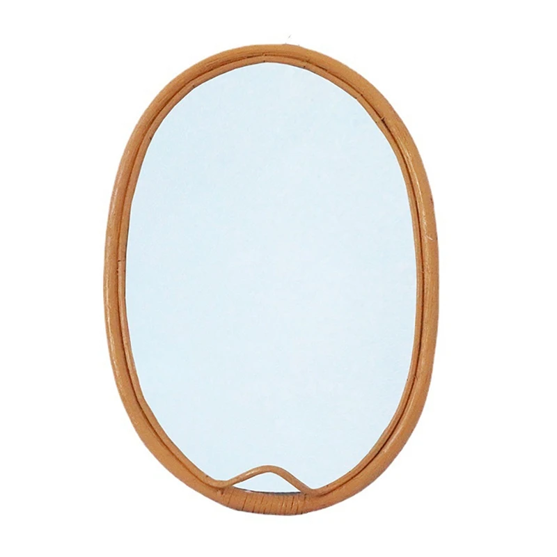 

Rattan Art Decoration Oval Makeup Mirror Dressing Wall Hanging Mirrors Bedroom Home Decor
