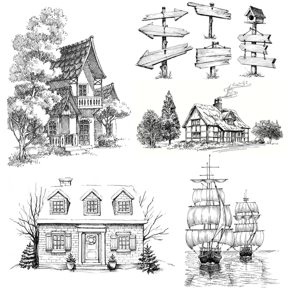 

Винтажный пейзаж, лес, пейзаж, деревья, прозрачные штампы/печать для «сделай сам», скрапбукинг, создание открыток, альбом, декоративная силиконовая печать, рукоделие