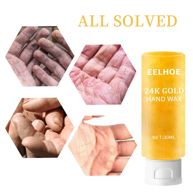 

24K Gold Honey Peel Off Hand Wax Whitening Moisturizing Fine Lines Hand Cream Exfoliating Calluses Paraffin Wax For Hands