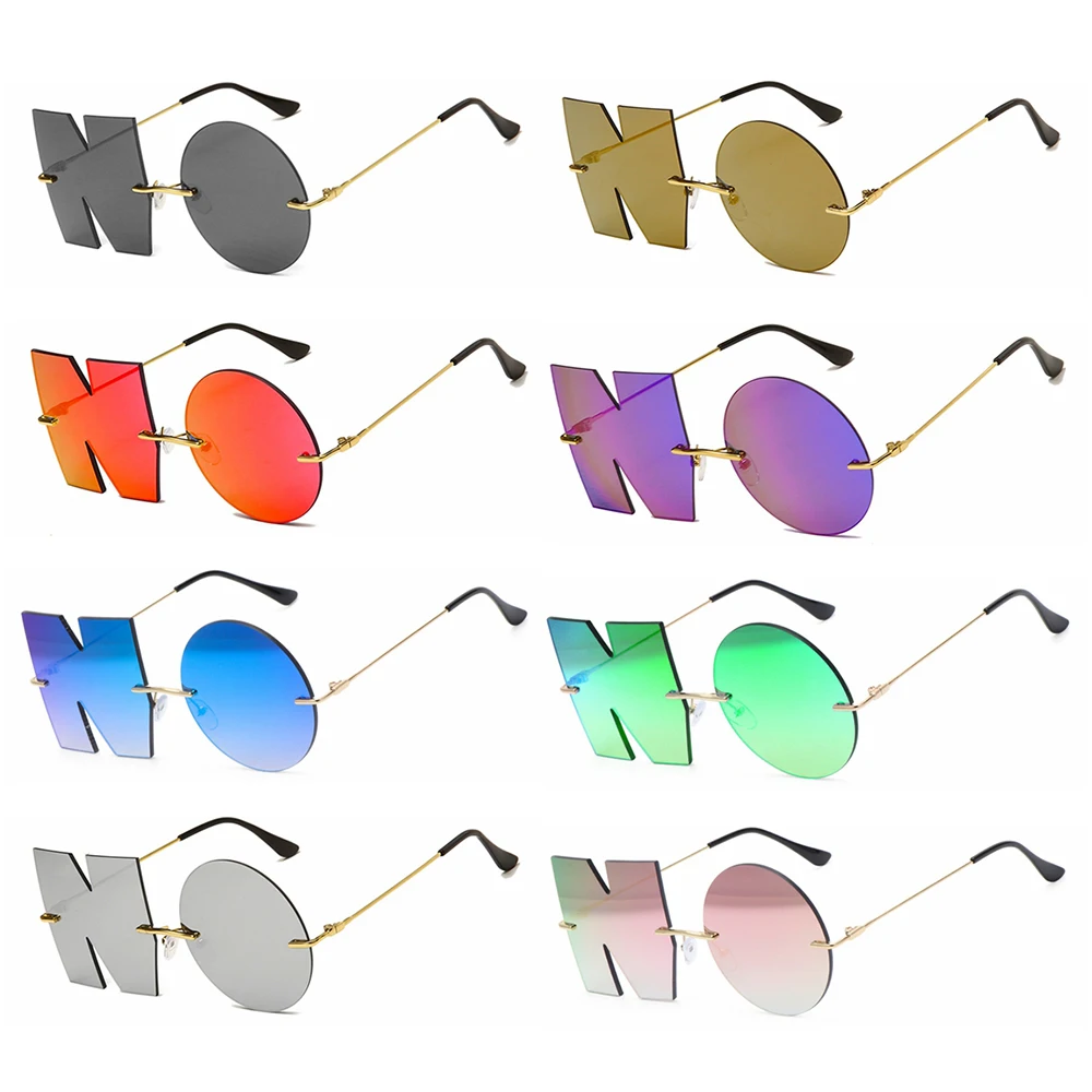 

Party Metal Streetwear Eyewear Women Sun Glasses Letter NO Sunglasses Trend Ladies Shades