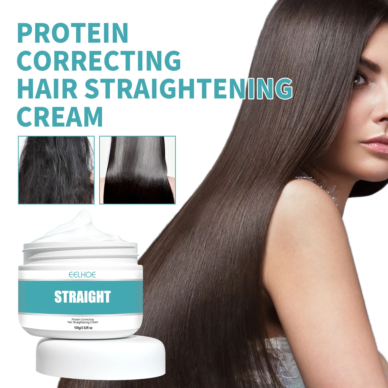 

Protein Correcting Hair Straightening Cream Smoothes Frizz Split Ends Repair Damaged Hair Natural Straighten Hair Smooth Cream