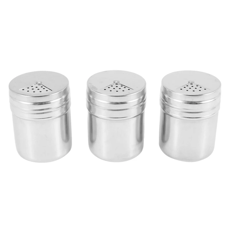 

Seasoning Bottle,3Pcs Spice Bottle Airtight Seasoning Bottle With Top Rotatable Shaker Kitchen Gadget (Silver) (Spice Jars)