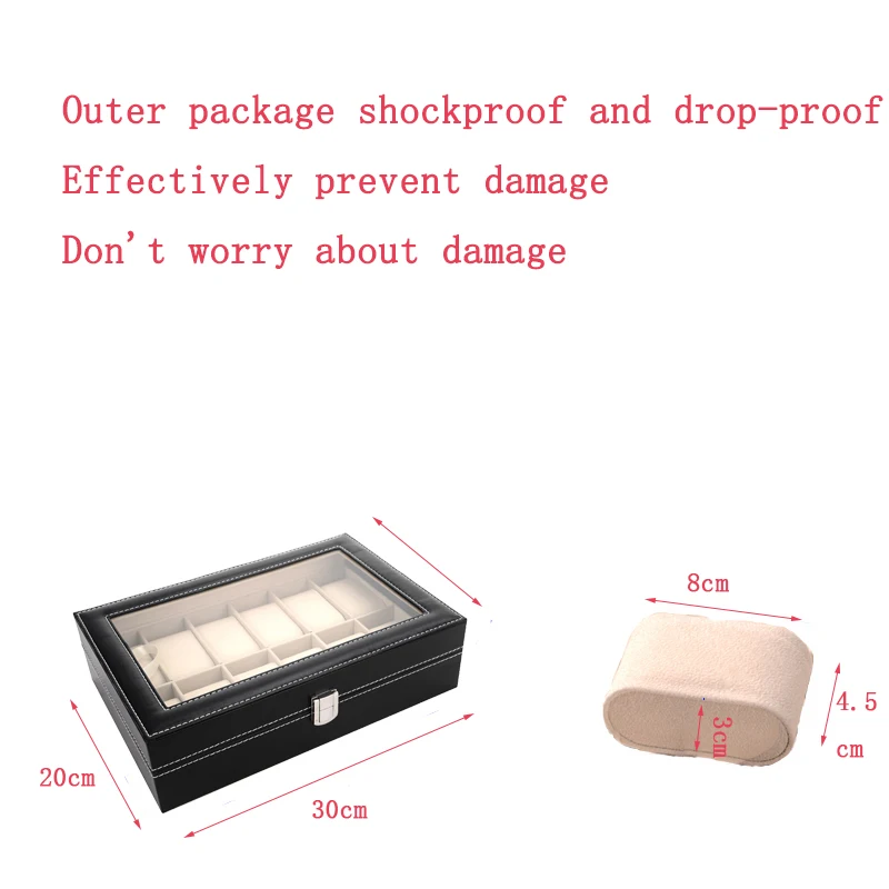 2/6/12/20 Slot Watch Box Jewelry Storage  Carrier Organizer Black PU Leather Display  Best Gift Rush Delivery