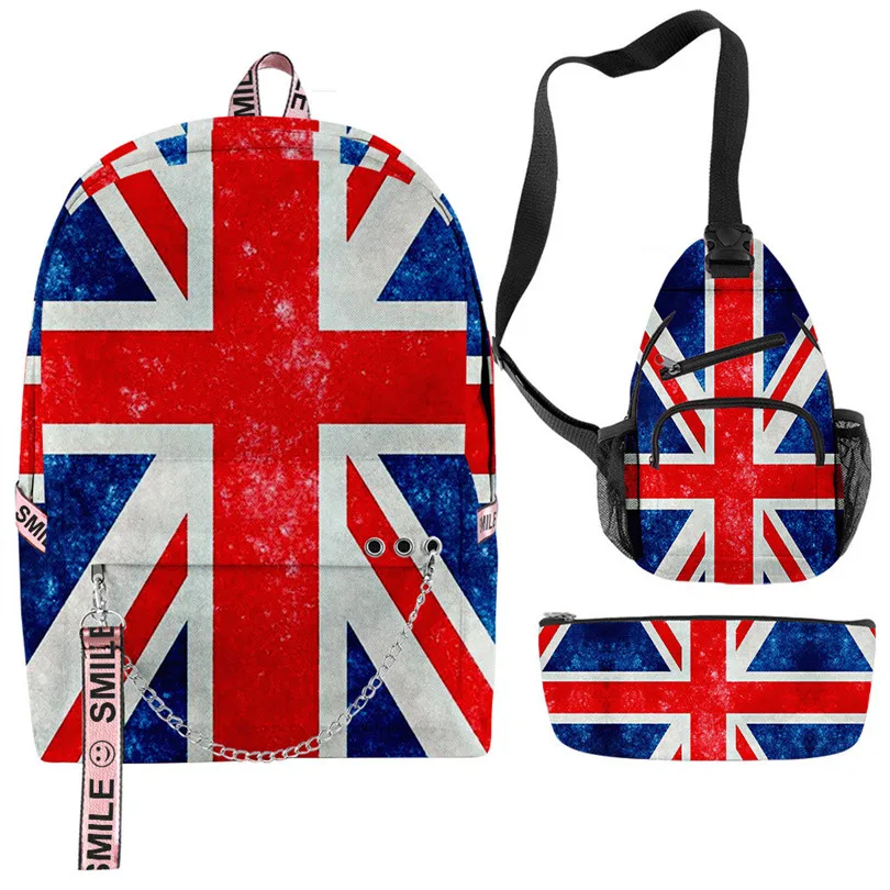 

Fashion children Kids School Bags sets Cute Cartoon National Flag 3pcs Set Student Backpack Teenagers Boys bag Mochila Rucksack