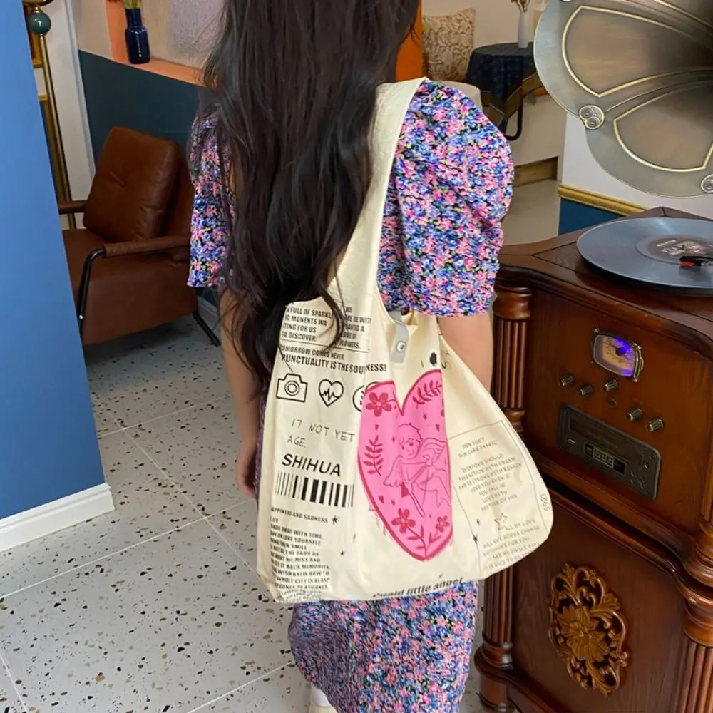 

Graffiti Cupid Books Casual Canvas Tote Bag Shopping Bag Women Shoulder Bag Handbag