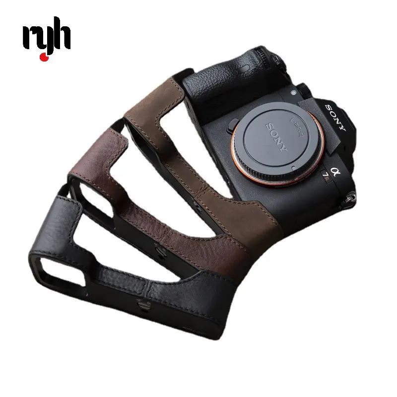 

Genuine Leather Camera case Handmade Half Bag For Sony A9 A7 III A7 Mark III A7R3-A A7RIII-A
