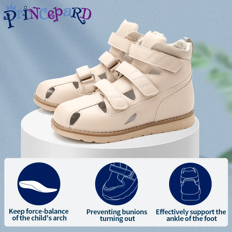 Kids Orthotic Sandals Princepard 2022 Summer Flat Feet Clubfoot First Walking Ankle Support Corrective Shoes Size EU 32-37 enlarge