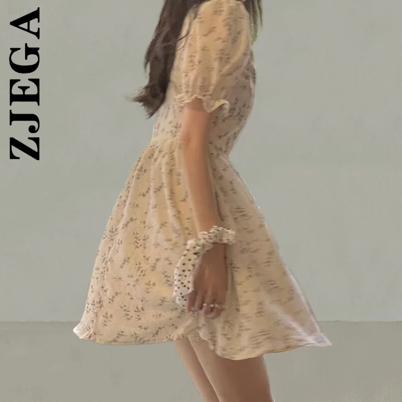 Модное платье Zjega женское универсальное с пышными рукавами милое мини-платье