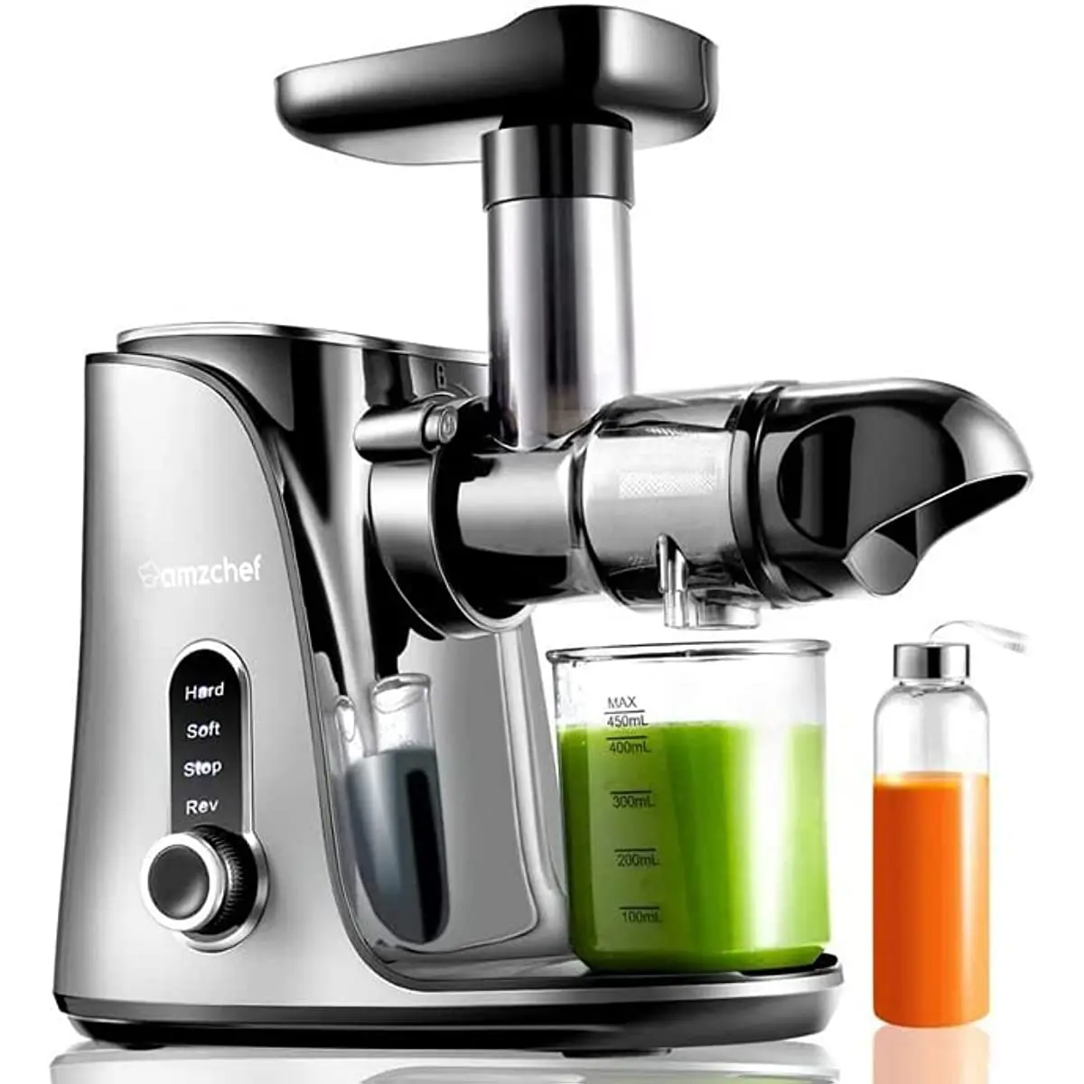 

Соковыжималки AMZCHEF, медленная соковыжималка, соковыжималка холодного отжима с двумя режимами скорости, дорожная бутылка (500 мл)