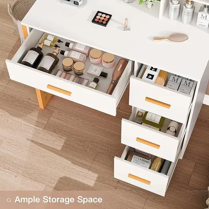 НОВЫЙ туалетный столик с открытыми полками для хранения макияжа зеркалом и