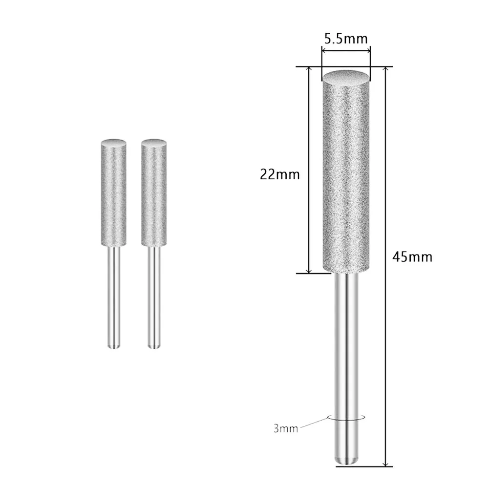 

2pcs 4/4.8/5.5mm Diamond Coated Cylindrical Burr Chainsaw Sharpener Stone File For Polishing Jade Wood Steel Power Tools