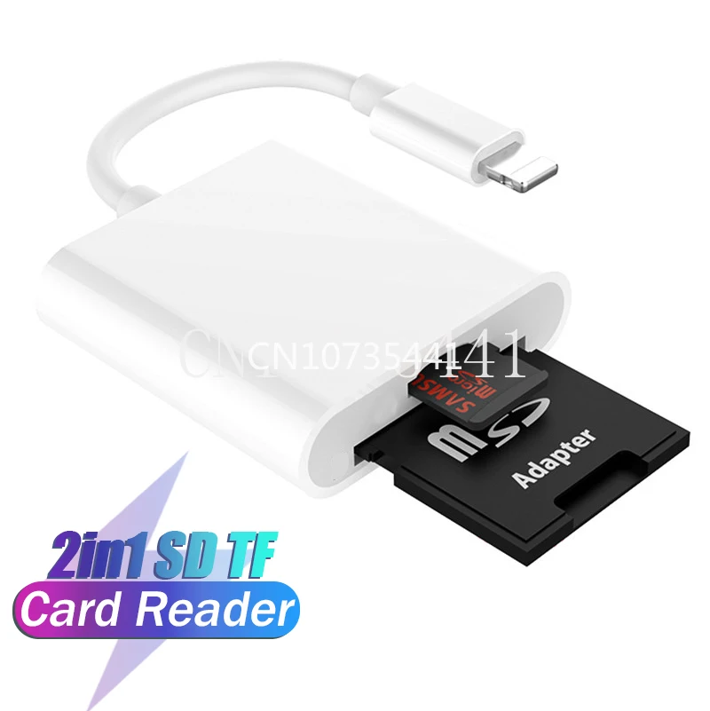

For iPhone Card Reader Memory Card Adapter for iphone 14 13 12 11 8Pin To SD TF Camera Card Reader Data Converter OTG Data Cable