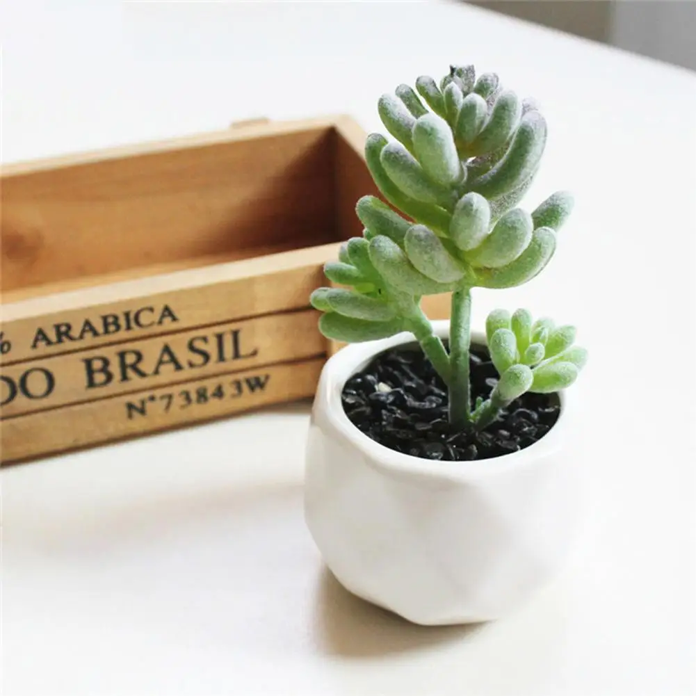 Mini Cactus Succulent Home Garden Decoration Artificial Bonsai Plant with Vase for Office Table Decor Indoor Fake Plants images - 6