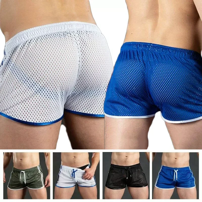New Summer Men Shorts Fitness Bodybuilding Shorts Mesh Breathable Quick Drying Swim Pants Fashion Casual Joggers Sportswear