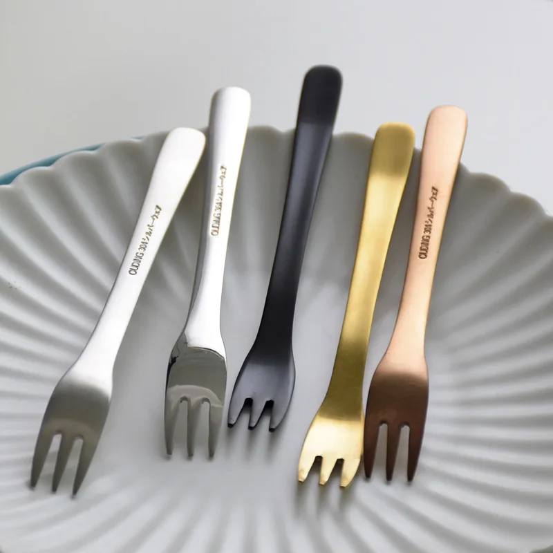 

Stainless Steel Coffee Tea Fork Fruit Fork Ice Cream Cake Dessert Mini Fork for Kids Home Party Matte Cafeteria Tableware