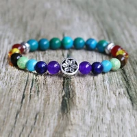 tibetan buddhism lotus bracelet for men women yoga seven chakra phoenix malachite beads bracelet energy crystal healing jewelry