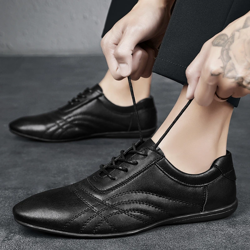 

Туфли-оксфорды мужские, мягкая кожа, на шнуровке, Классическая обувь, плоская подошва, модные кроссовки, для ходьбы, работы