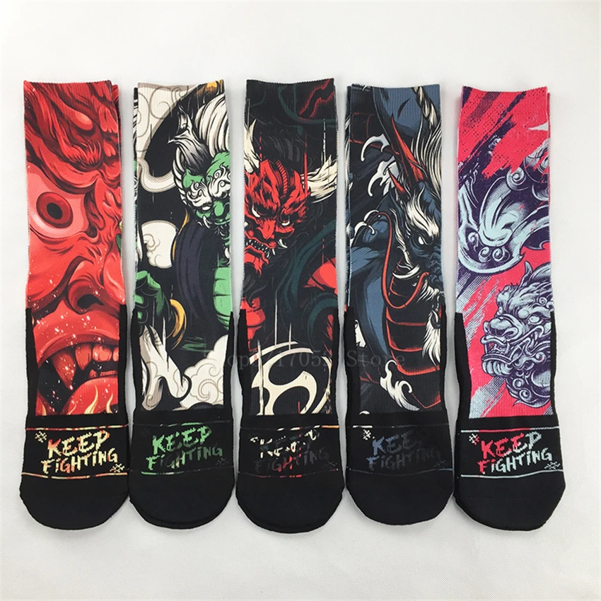 

Kaus Kaki Streetwear Gaya Jepang Motif Pola Ukiyo-e Samurai Katun Baru Uniseks Hip Hop Mode Harajuku Geta Sox