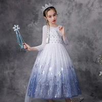 kids frozen gown little girls princess ball 3 4 5 6 7 8 9 10 years dress children cosplay layered carnival white clothing